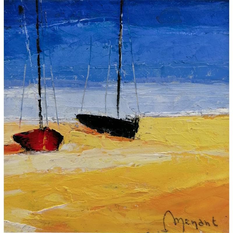 Painting La plage by Menant Alain | Painting Figurative Marine Oil Acrylic
