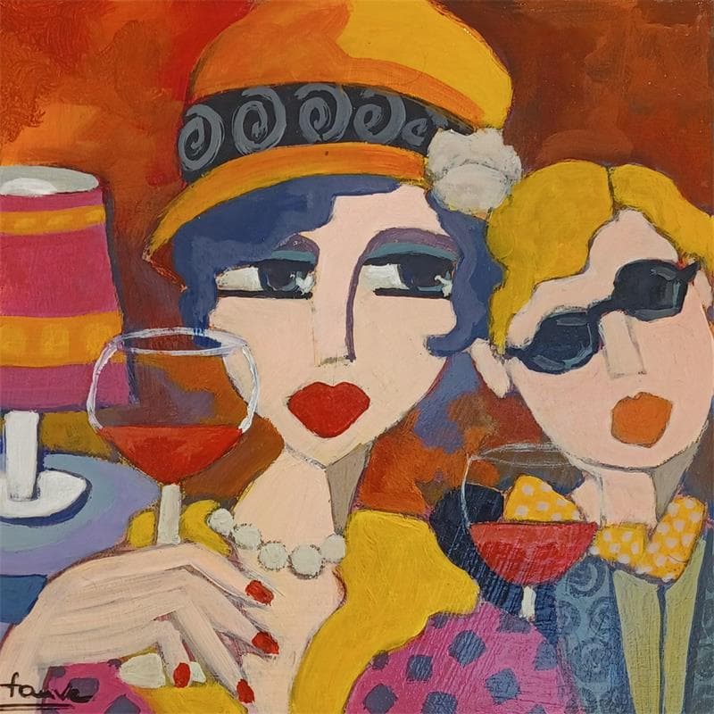 Painting Dégustation by Fauve | Painting Figurative Acrylic Life style, Pop icons