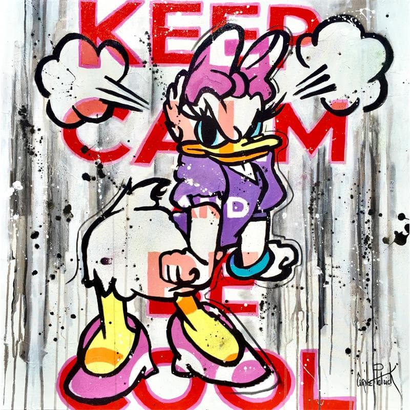 Peinture Daisy Duck, Keep calm and be cool par Cornée Patrick | Tableau Pop Art Mixte icones Pop