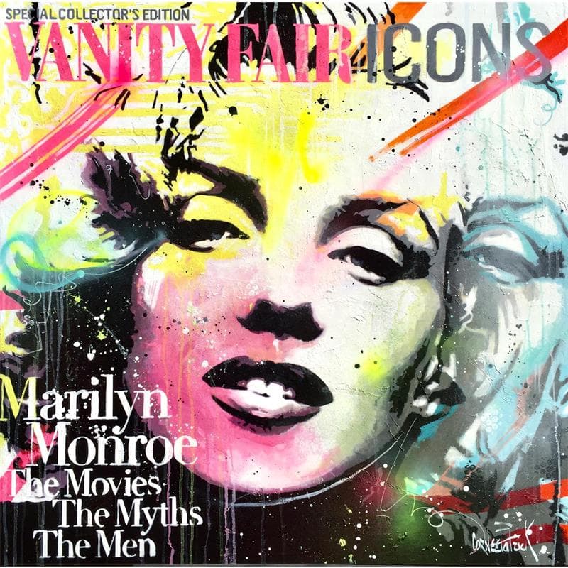 Peinture Marilyn Monroe, Vanity Fair par Cornée Patrick | Tableau Pop Art Mixte icones Pop
