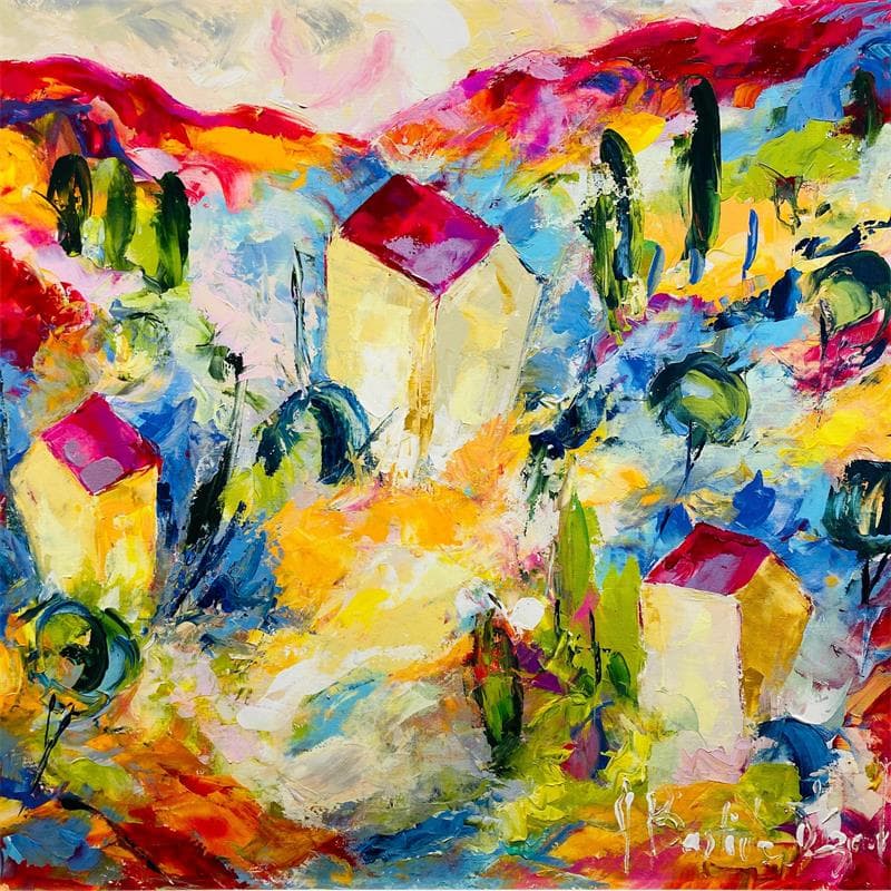 Painting petit mazet en provence by Bastide d´Izard Armelle | Painting Abstract Acrylic Landscapes