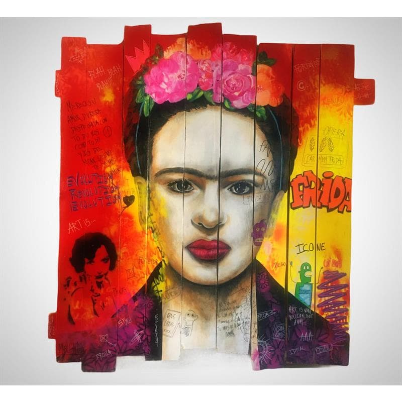 Peinture Frida Forever par Molla Nathalie  | Tableau Street Art Mixte icones Pop