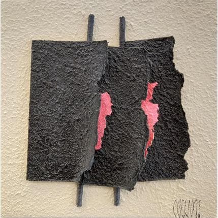 Painting Deux roses dans le vase noir by Clisson Gérard | Painting Abstract Mixed Minimalist