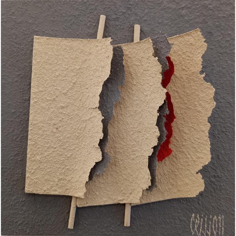 Gemälde Rouge timide von Clisson Gérard | Gemälde Abstrakt Minimalistisch