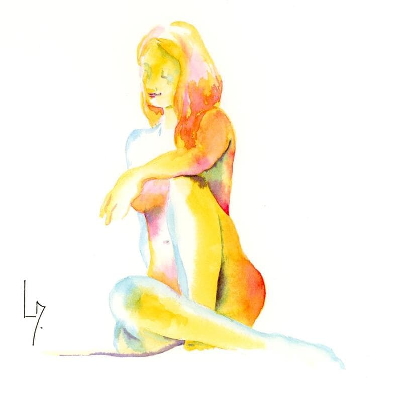 Painting NF113 by Loussouarn Michèle | Painting Figurative Nude Watercolor