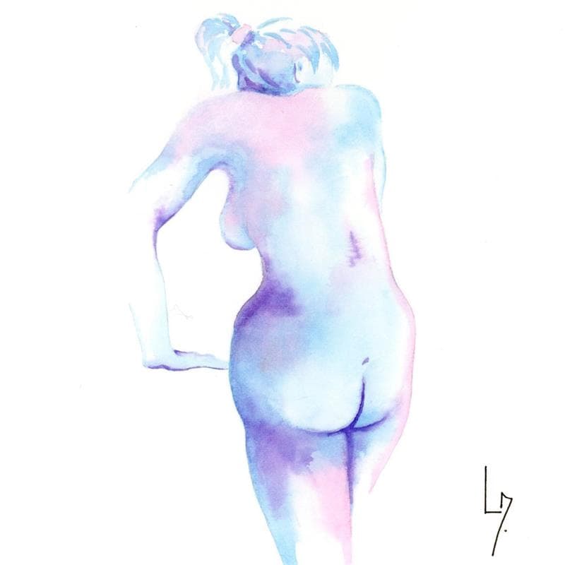 Painting NF114 by Loussouarn Michèle | Painting Figurative Watercolor Nude