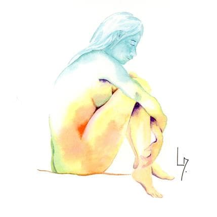 Painting NF115 by Loussouarn Michèle | Painting Figurative Watercolor Nude
