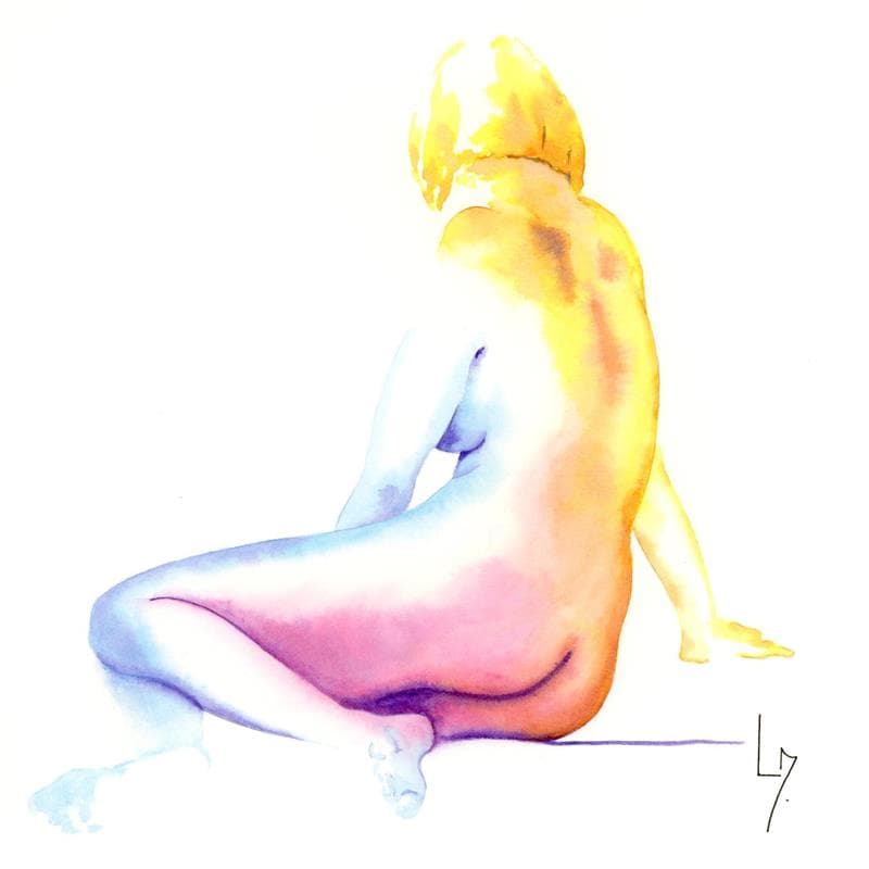 Painting NF122 by Loussouarn Michèle | Painting Figurative Nude Watercolor
