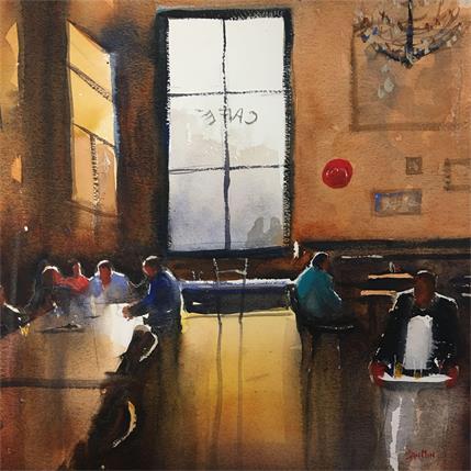 Painting Dutch Cafe by Min Jan | Painting Figurative Watercolor Life style