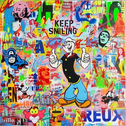 Painting Keep smiling by Euger Philippe | Painting Pop art Mixed Pop icons