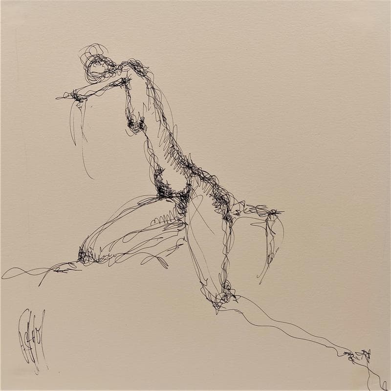 Painting Sans titre by Sahuc François | Painting Figurative Mixed Nude Black & White