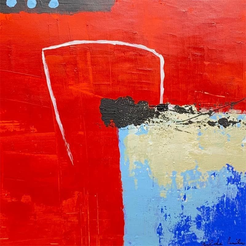 Painting LE5 by Wilms Hilde | Painting Abstract Gluing Minimalist