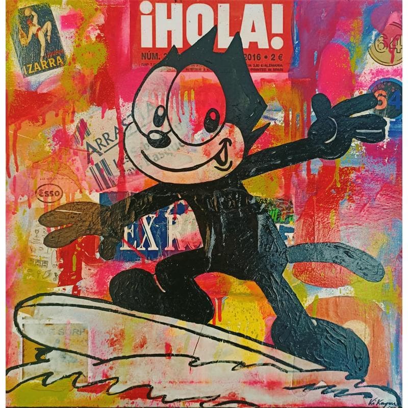 Peinture Felix surf par Kikayou | Tableau Pop-art Icones Pop Graffiti