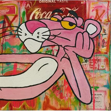 Painting Pink Panther by Kikayou | Painting Pop art Mixed Pop icons