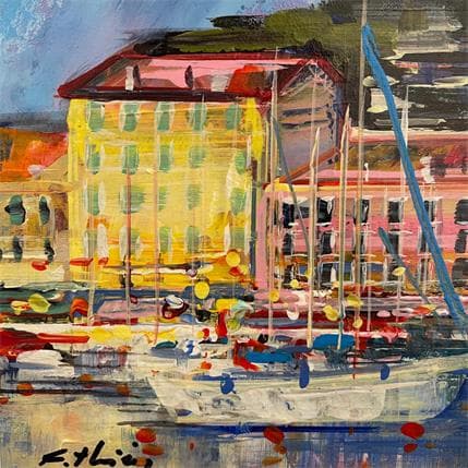 Painting A quai by Frédéric Thiery | Painting Figurative Acrylic Landscapes, Marine, Urban