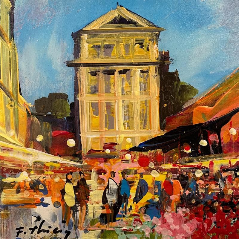 Painting Marché cours  Saleya by Frédéric Thiery | Painting Figurative Acrylic Landscapes Urban Life style