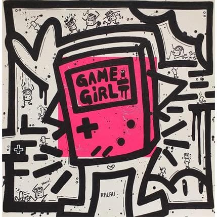 Peinture Game girl par Ralau | Tableau Street Art Mixte icones Pop