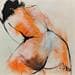 Painting Orange by Chaperon Martine | Painting Figurative Mixed Nude