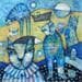 Painting Blue cats by Casado Dan  | Painting Raw art Life style Animals