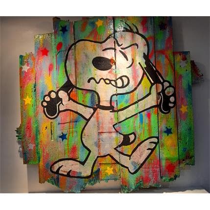 Peinture Snoopy angry par Kikayou | Tableau Pop Art Mixte icones Pop