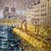 Peinture Assis sur le quai par Heaton Rudyard | Tableau Figuratif Acrylique Vues urbaines