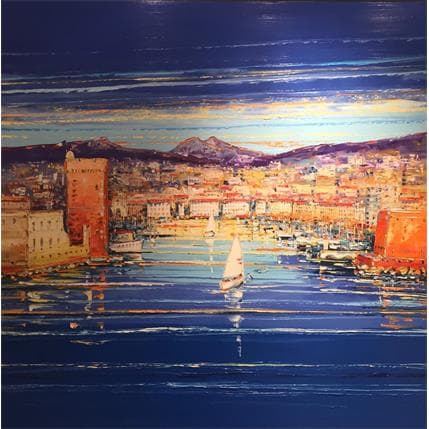Painting Fin de journée à Marseille by Corbière Liisa | Painting Figurative Oil Landscapes, Marine