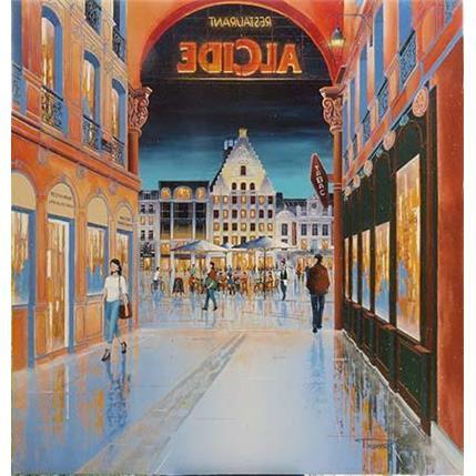 Painting Soirée à Lille by Rosso | Painting Figurative Oil Life style, Urban