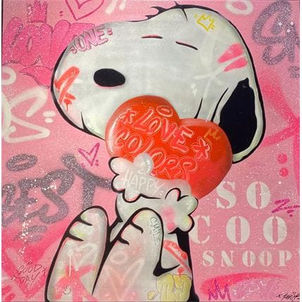 Peinture Snoopy Love par Kedarone | Tableau Street Art Graffiti icones Pop