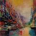 Painting Un septembre heureux 3 by Levesque Emmanuelle | Painting Abstract Oil Landscapes Urban Minimalist