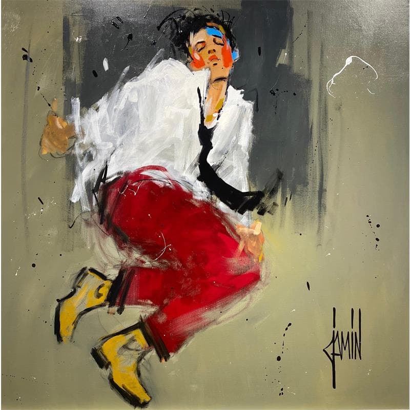 Painting Jump by Jamin David | Painting Figurative Mixed Portrait