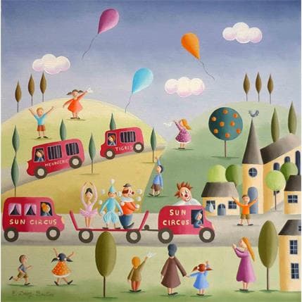 Painting Sun Circus by Davy Bouttier Elisabeth | Painting Illustrative Oil Life style