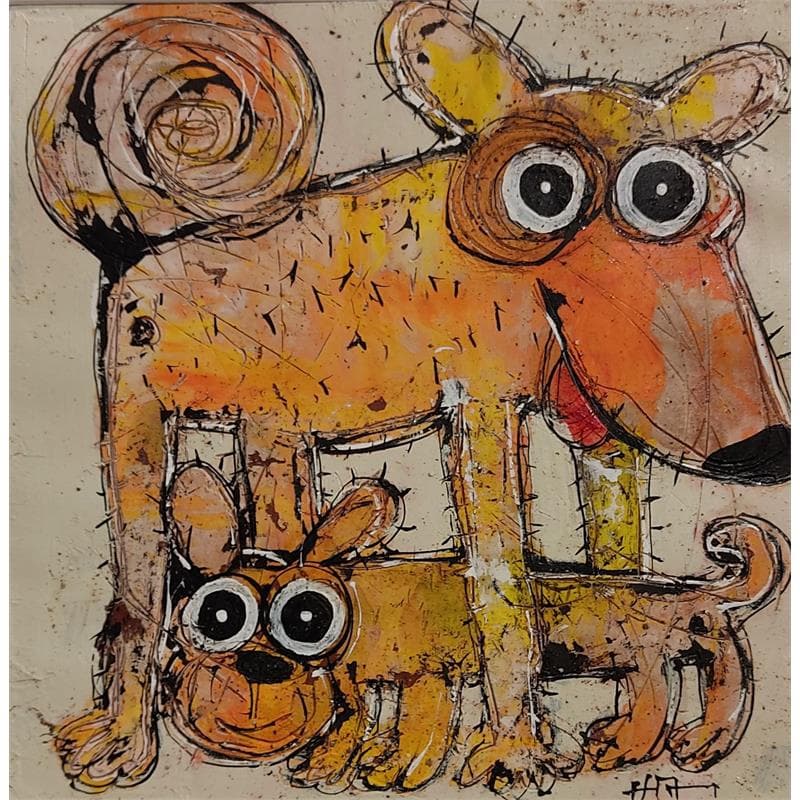 Painting Le grand et le petit by Maury Hervé | Painting Figurative Animals