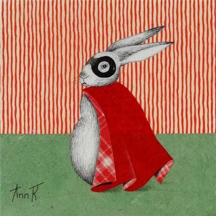 Peinture Un super lapin par Ann R | Tableau Illustration Mixte animaux