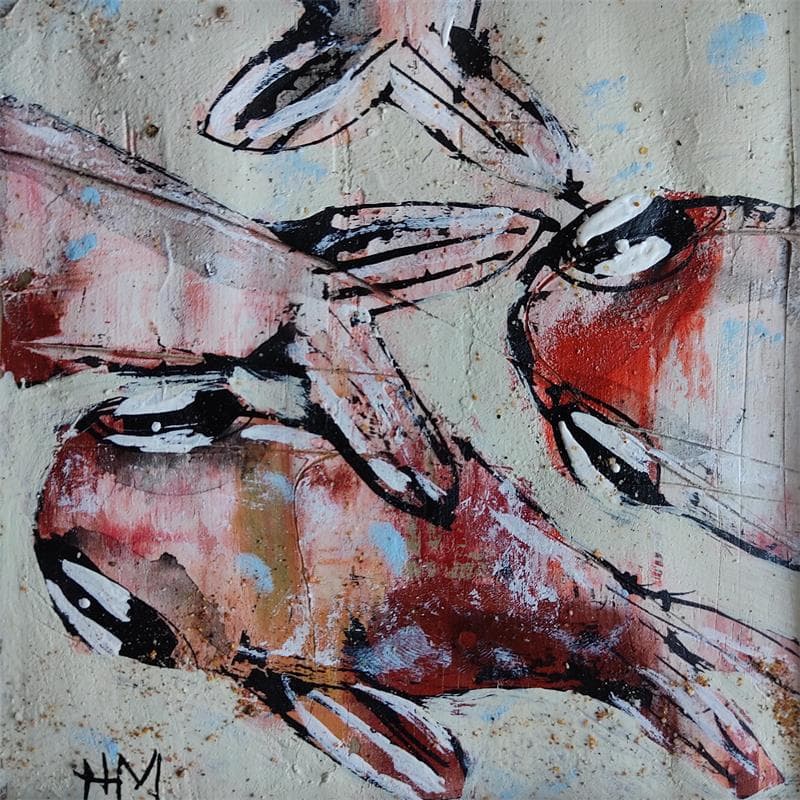 Peinture 3 poissons par Maury Hervé | Tableau Figuratif Huile animaux