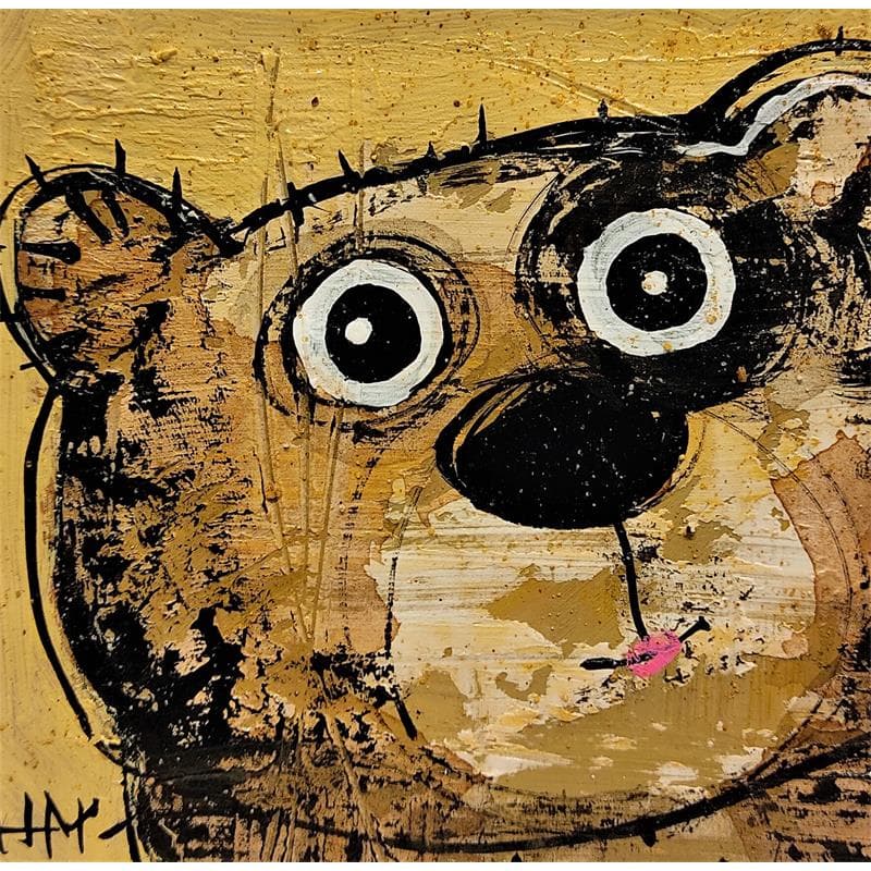 Painting Ourson by Maury Hervé | Painting Illustrative Mixed Animals