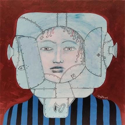 Painting Tin head 16 by Krol Pawel | Painting Surrealist Mixed Portrait