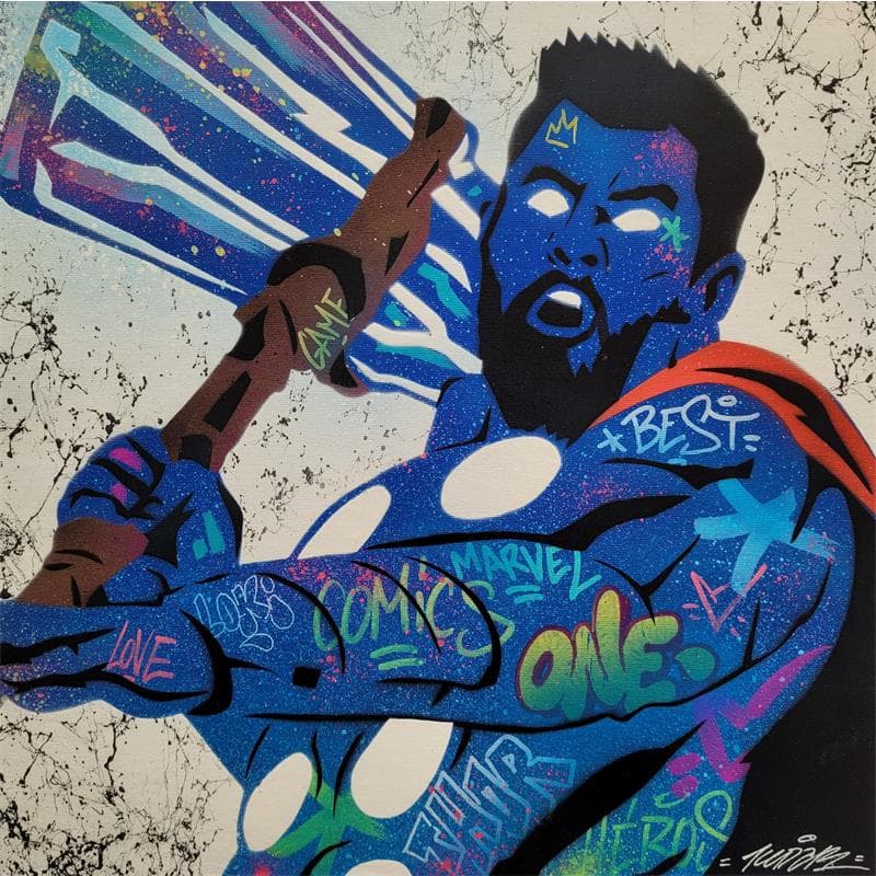 Peinture Thor par Kedarone | Tableau Street Art Mixte icones Pop