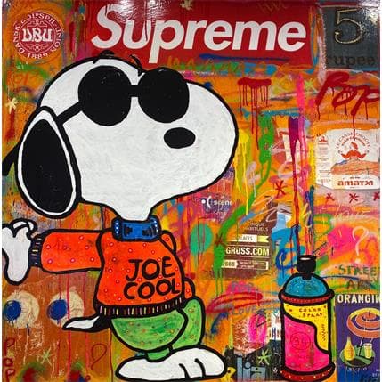 Peinture Snoopy Street Art par Kikayou | Tableau Street Art Mixte icones Pop