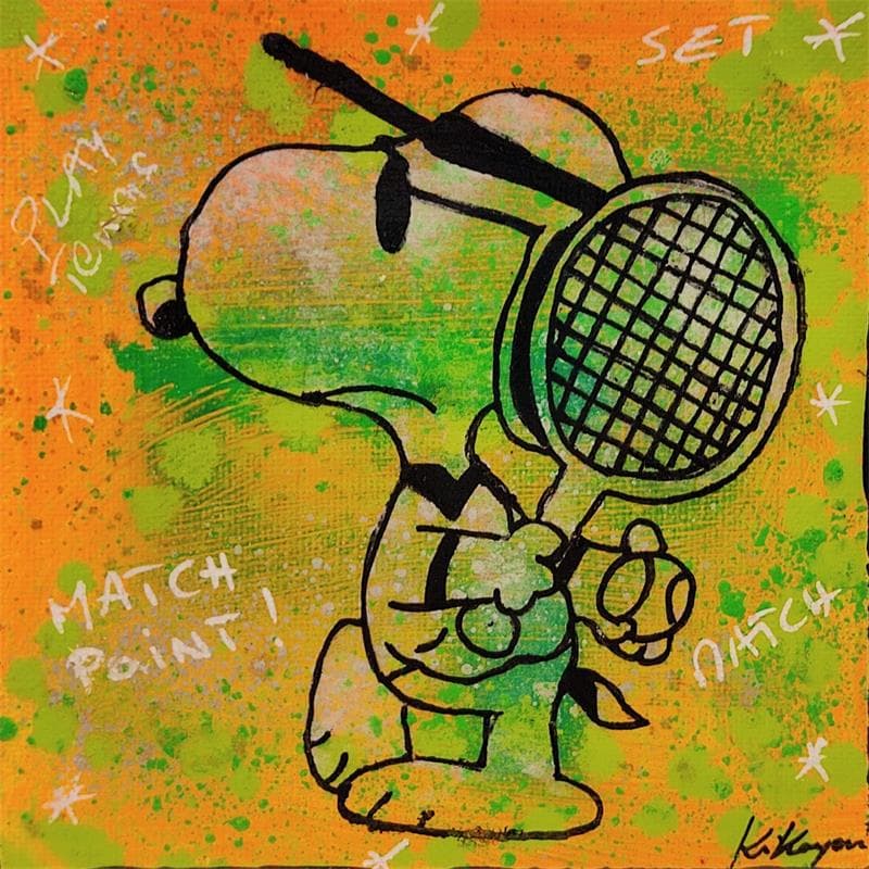 Painting Snoopy tennis by Kikayou | Painting Figurative Mixed Pop icons