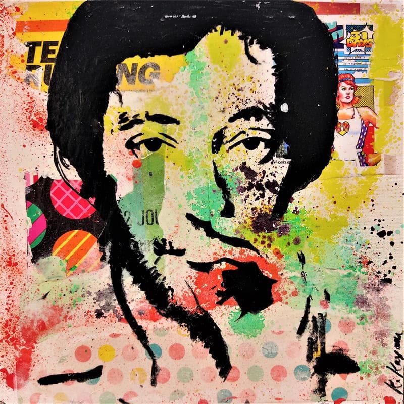 Painting Gainsbourg by Kikayou | Painting Pop art Mixed Portrait Pop icons