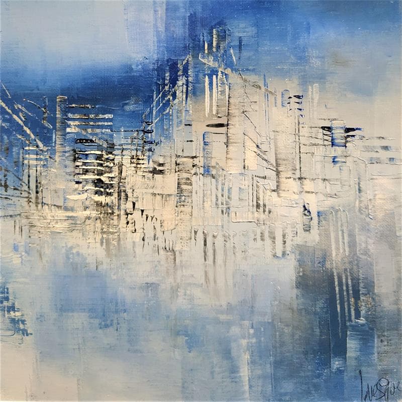 Painting BLEU ACIER by Levesque Emmanuelle | Painting Abstract Oil Urban
