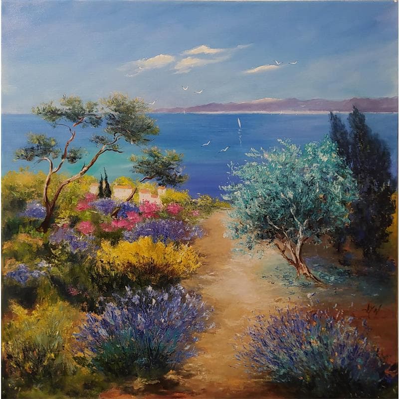 Painting Parfum d'été by Lyn | Painting Figurative Oil Landscapes