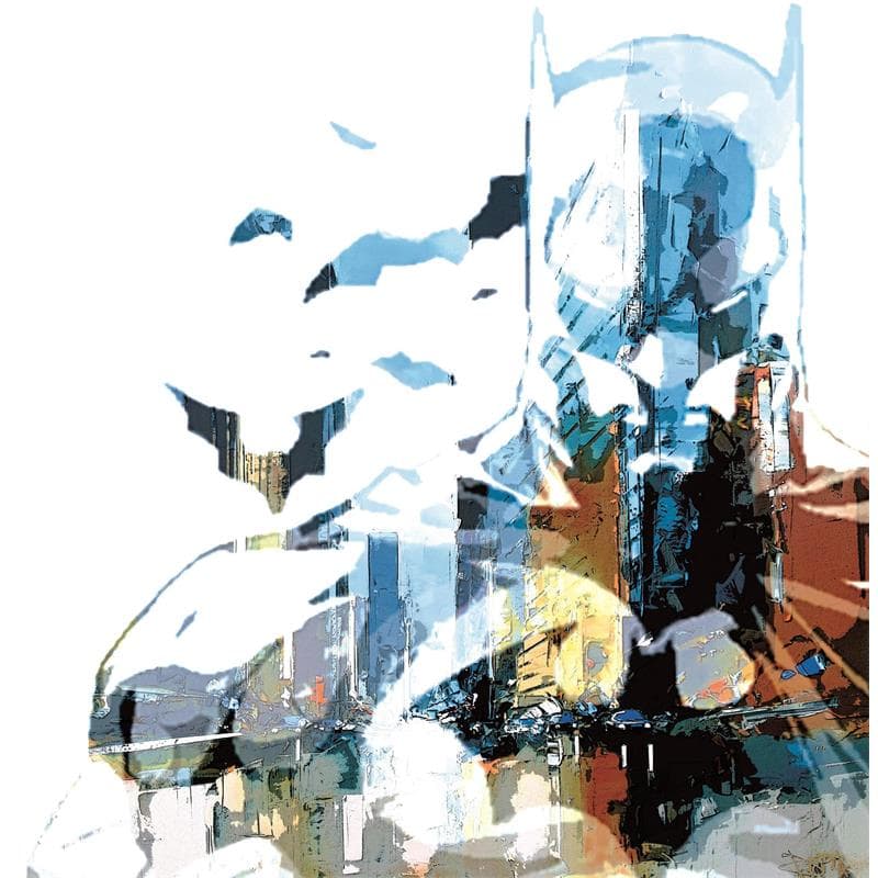 Peinture Batman - On the sky par Castan Daniel | Tableau Pop Art Mixte Vues urbaines icones Pop