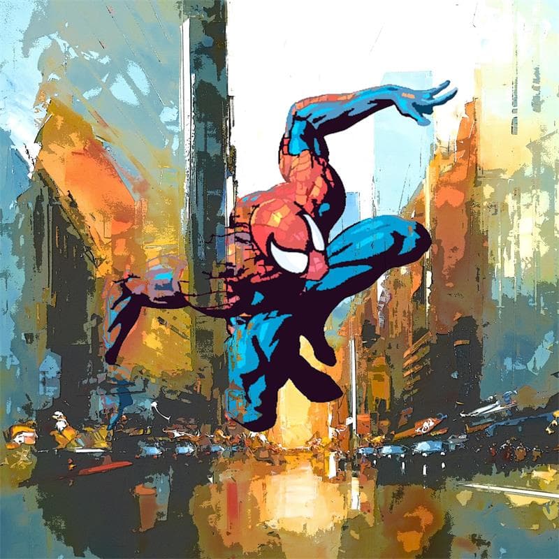 Painting Spider Man - In the street by Castan Daniel | Painting