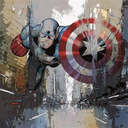Painting Captain America - Bellerose by Castan Daniel | Painting Figurative Mixed Pop icons, Urban