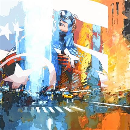 Peinture Captain America - Hollis par Castan Daniel | Tableau Pop Art Mixte icones Pop, Vues urbaines