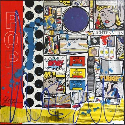 Painting Wow, Tribute to R. Lichtenstein by Costa Sophie | Painting Pop art Mixed Pop icons