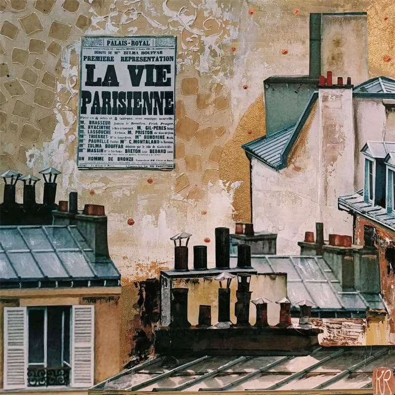 Painting Paris des étoiles by Romanelli Karine | Painting Figurative Mixed Urban