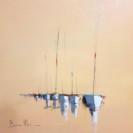 Painting Tout le long de la digue by Klein Bruno | Painting Figurative Oil Landscapes, Marine