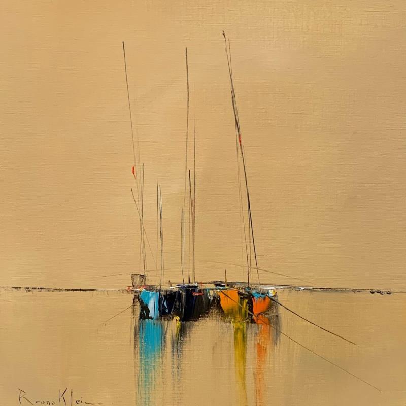 Painting Regroupées à attendre by Klein Bruno | Painting Figurative Oil Marine